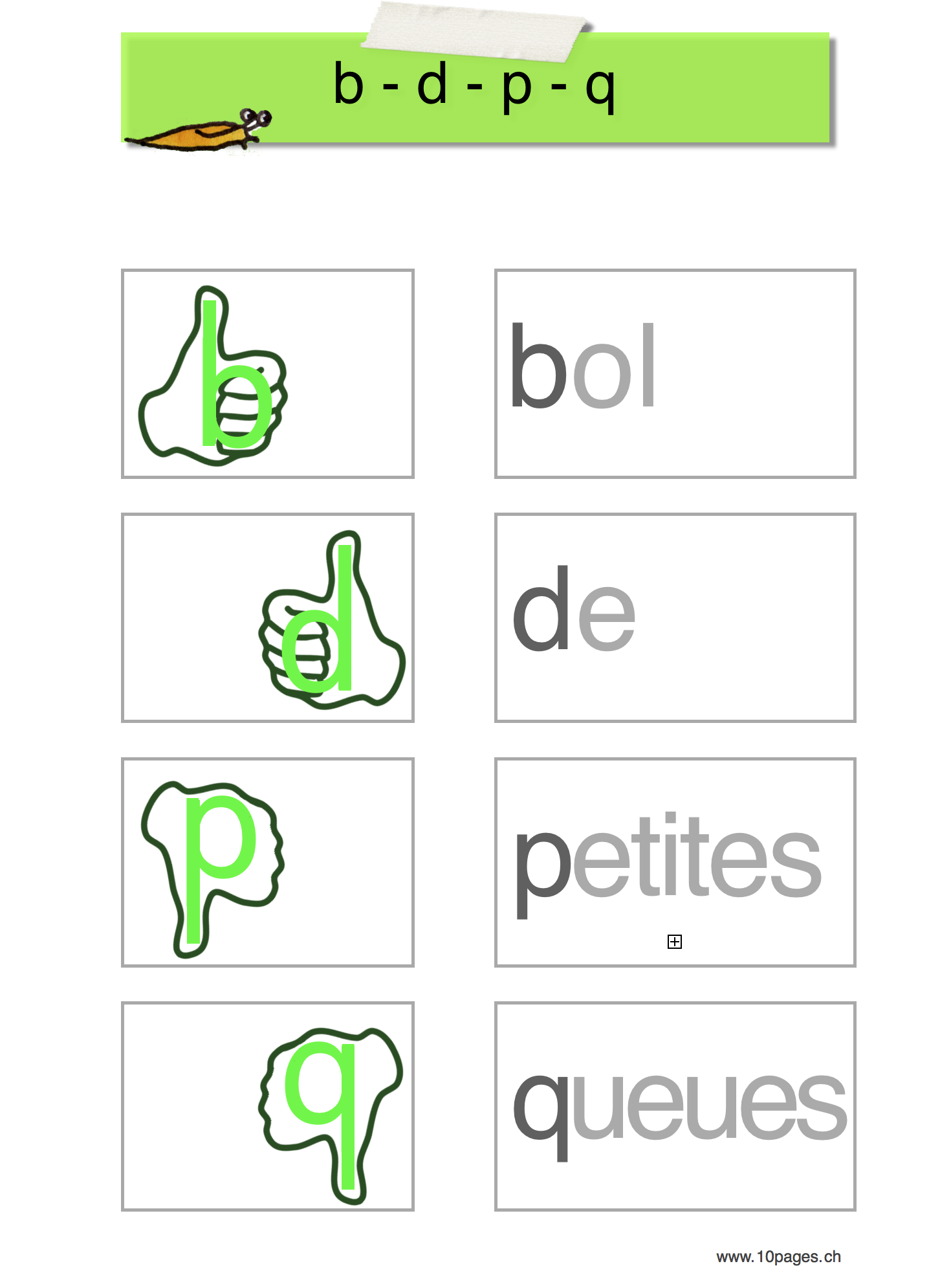 Confusion b d p q - Collection 10pages